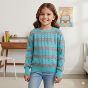 Gap Girls Size Medium 8 Blue Gray Striped Angora Blend Sweater